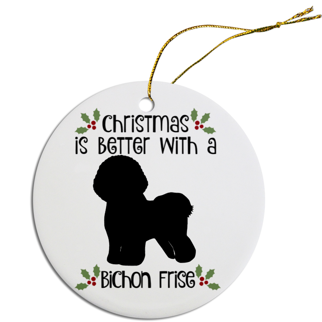 Breed Specific Round Christmas Ornament Bichon Frise